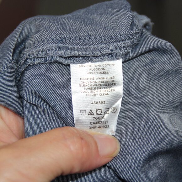 Ann Taylor Loft Chambray Blouse Flare Sleeve Bohemian Peasant Women's S - Picture 9 of 9